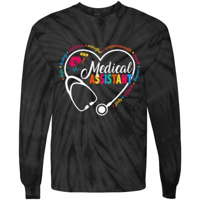 Heart Stethoscope Medical Assistant Tie-Dye Long Sleeve Shirt