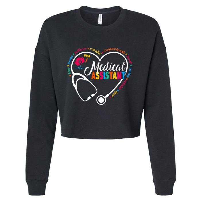 Heart Stethoscope Medical Assistant Cropped Pullover Crew