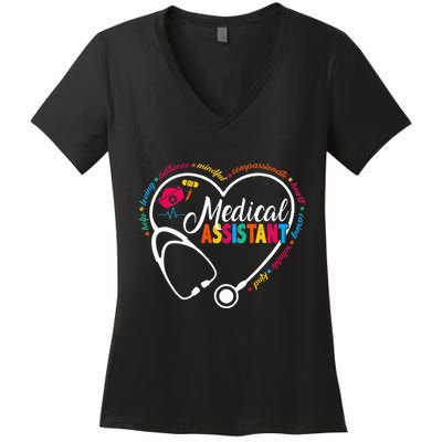 Heart Stethoscope Medical Assistant Women's V-Neck T-Shirt