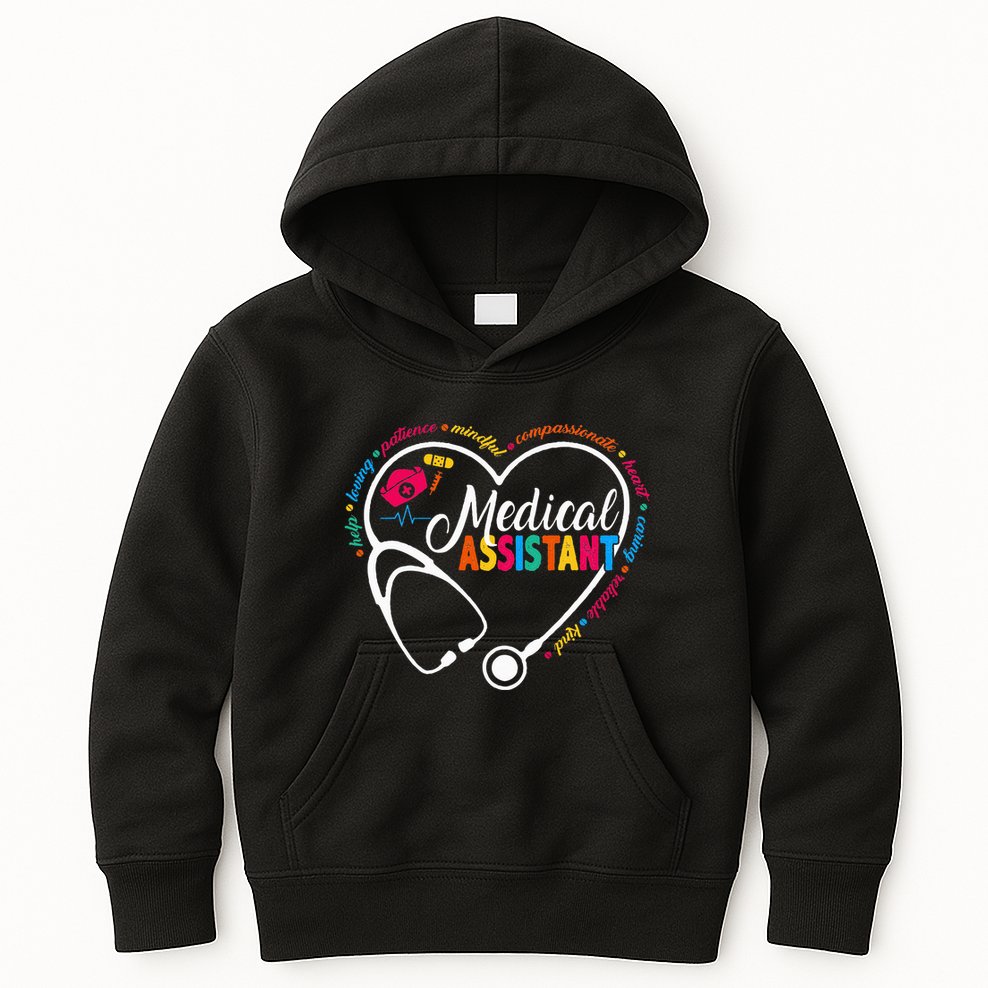 Heart Stethoscope Medical Assistant Kids Hoodie