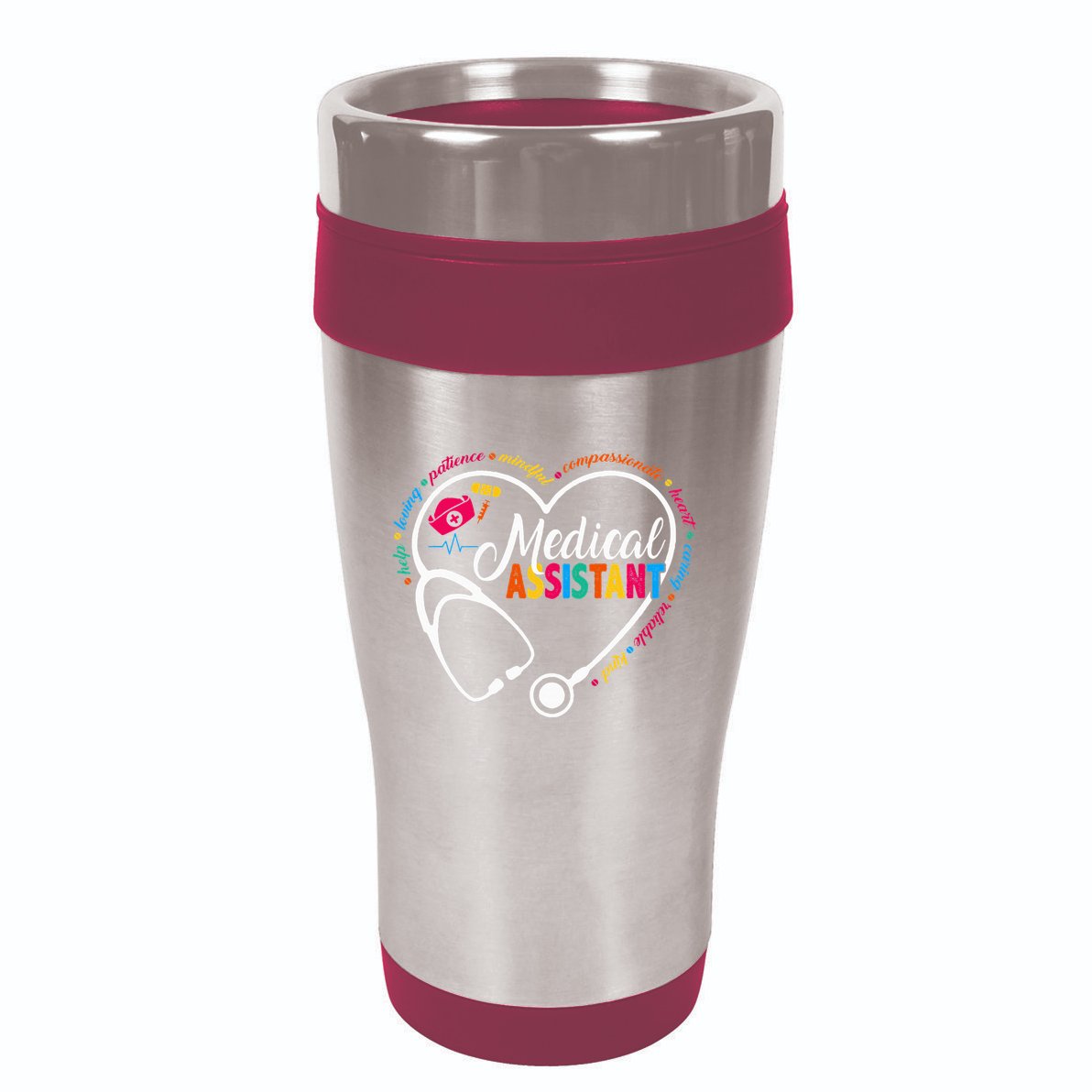 Heart Stethoscope Medical Assistant 16oz Travel Tumbler