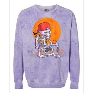 Halloween Shirt Men Boys Gamer Gaming Skeleton Colorblast Crewneck Sweatshirt