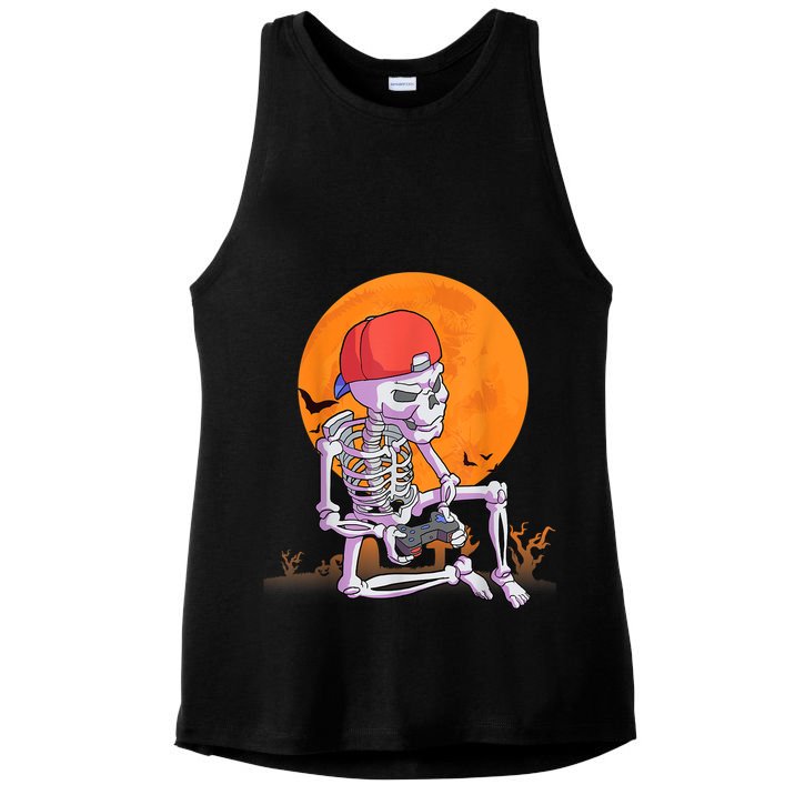 Halloween Shirt Men Boys Gamer Gaming Skeleton Ladies PosiCharge Tri-Blend Wicking Tank