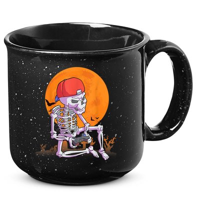 Halloween Shirt Men Boys Gamer Gaming Skeleton 15oz Campfire Ceramic Mug