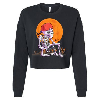 Halloween Shirt Men Boys Gamer Gaming Skeleton Cropped Pullover Crew
