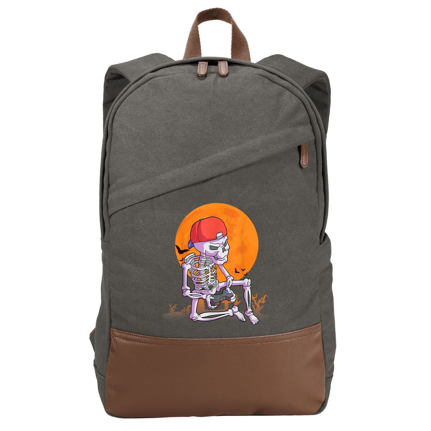 Halloween Shirt Men Boys Gamer Gaming Skeleton Cotton Canvas Backpack