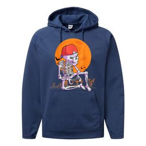 Halloween Shirt Men Boys Gamer Gaming Skeleton Performance Fleece Hoodie