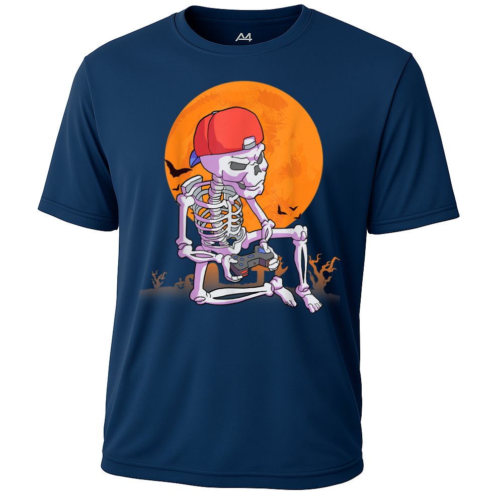 Halloween Shirt Men Boys Gamer Gaming Skeleton Performance Shirt