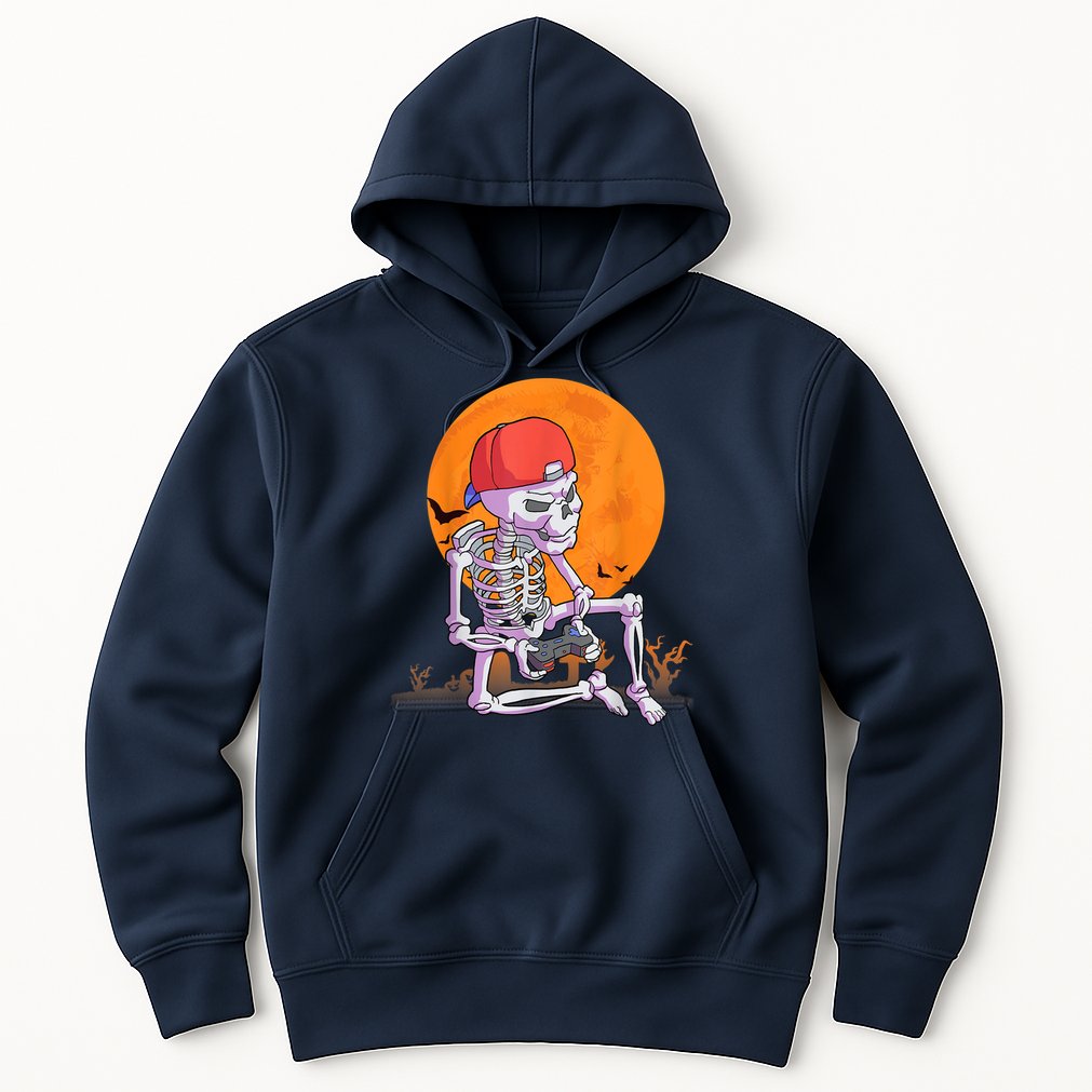 Halloween Shirt Men Boys Gamer Gaming Skeleton Hoodie