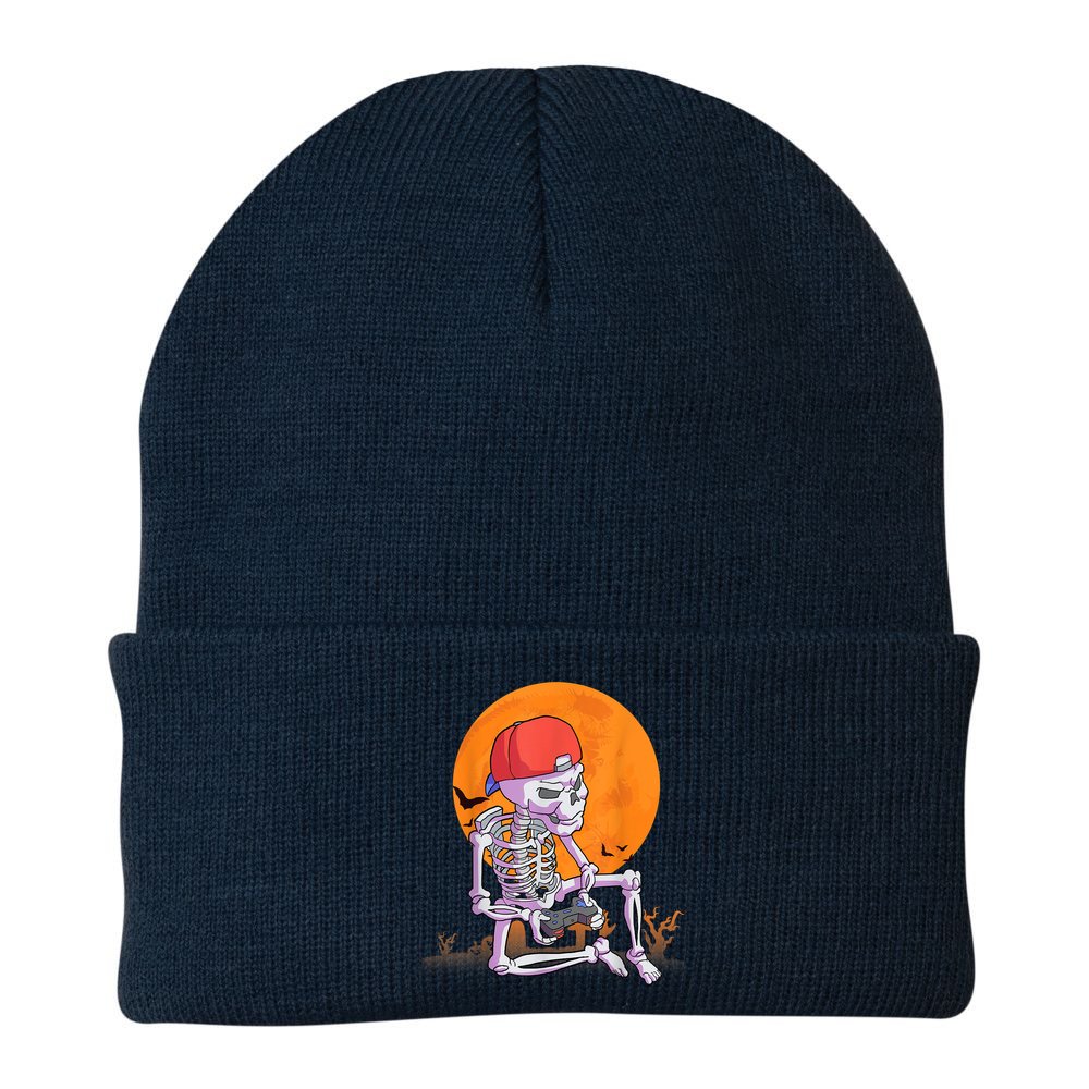 Halloween Shirt Men Boys Gamer Gaming Skeleton Beanie