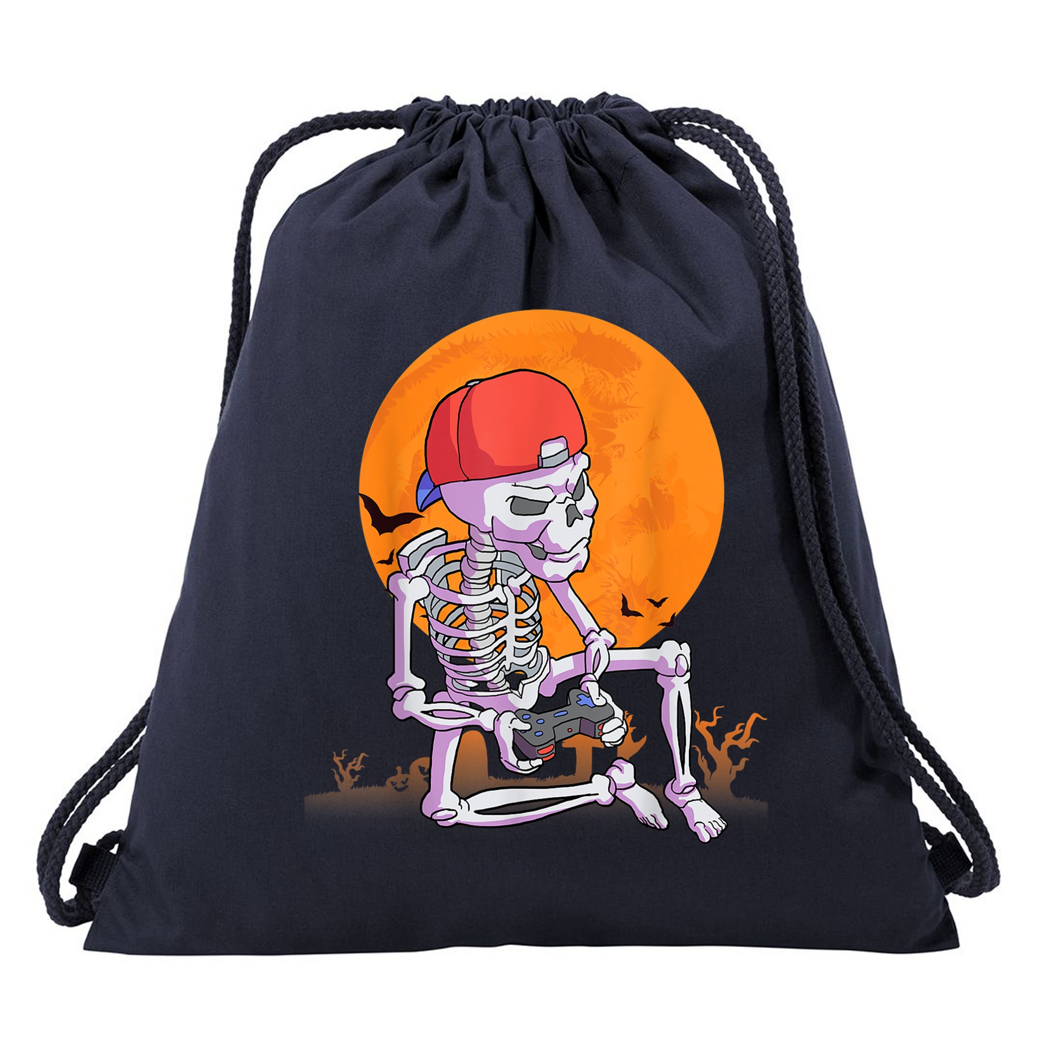Halloween Shirt Men Boys Gamer Gaming Skeleton Drawstring Bag