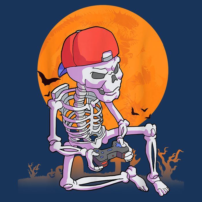 Halloween Shirt Men Boys Gamer Gaming Skeleton 16 in Basic Backpack