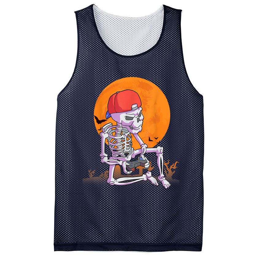 Halloween Shirt Men Boys Gamer Gaming Skeleton Mesh Reversible Basketball Jersey Tank