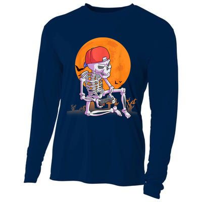 Halloween Shirt Men Boys Gamer Gaming Skeleton Cooling Performance Long Sleeve Crew