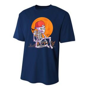 Halloween Shirt Men Boys Gamer Gaming Skeleton Performance Sprint T-Shirt