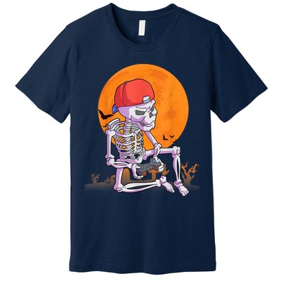 Halloween Shirt Men Boys Gamer Gaming Skeleton Premium T-Shirt