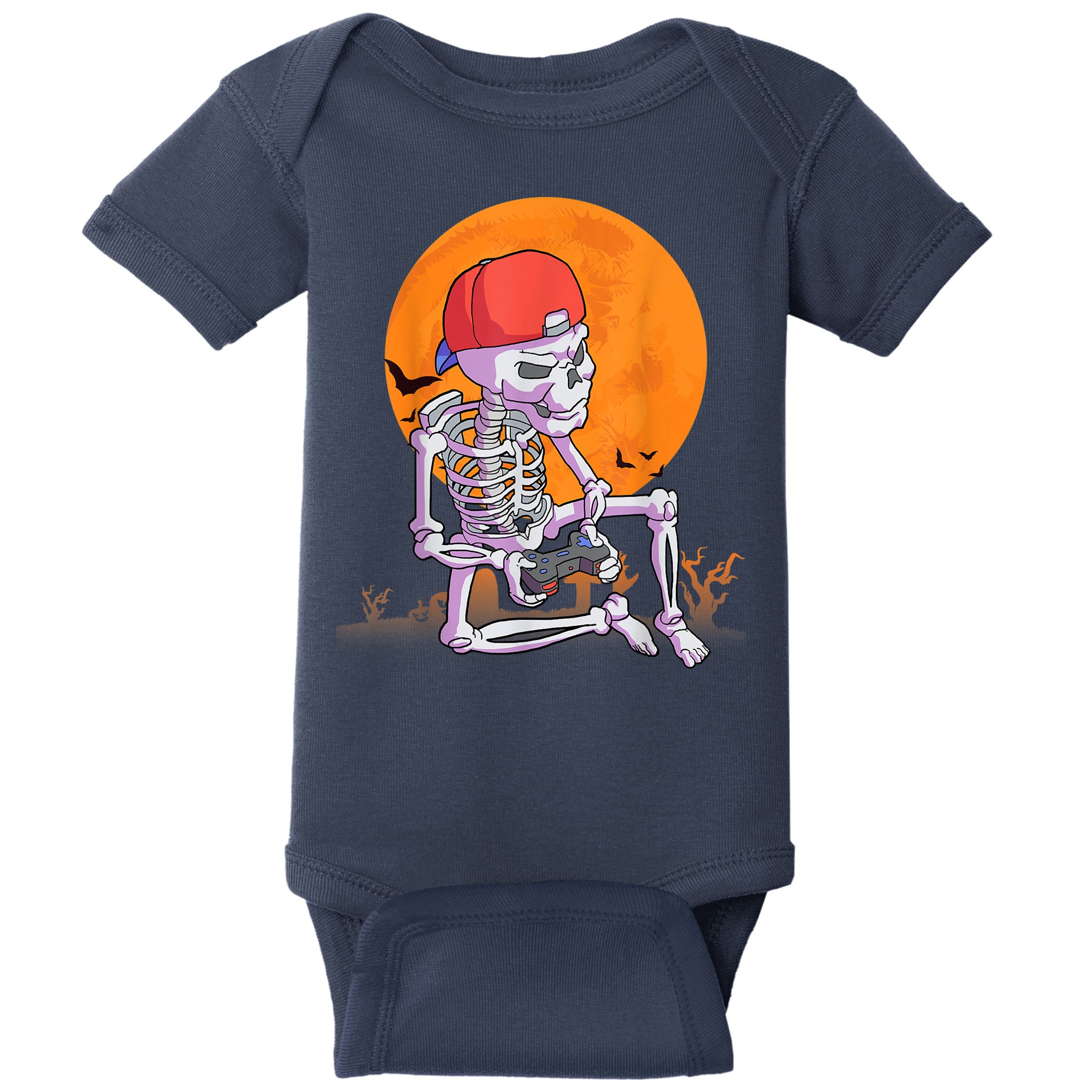 Halloween Shirt Men Boys Gamer Gaming Skeleton Baby Bodysuit