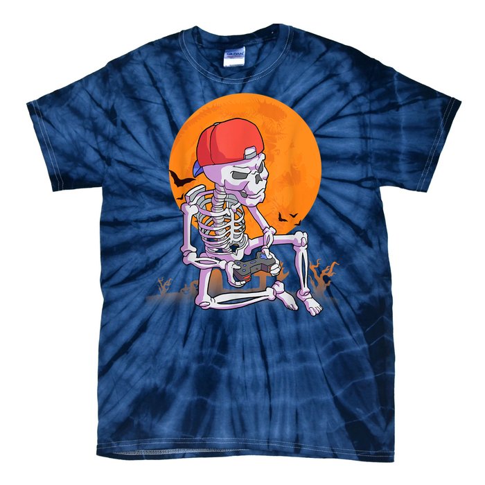 Halloween Shirt Men Boys Gamer Gaming Skeleton Tie-Dye T-Shirt