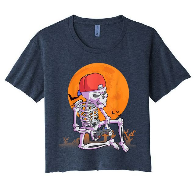 Halloween Shirt Men Boys Gamer Gaming Skeleton Crop Top