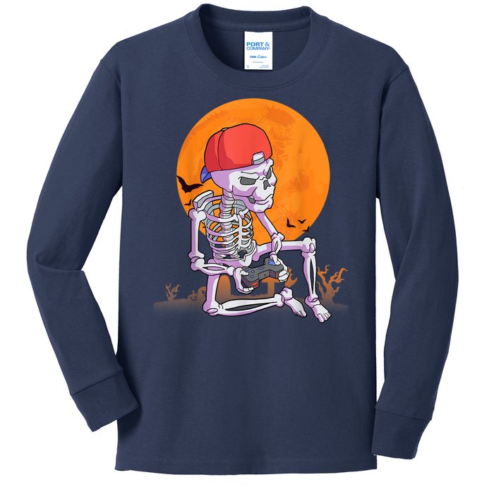 Halloween Shirt Men Boys Gamer Gaming Skeleton Kids Long Sleeve Shirt