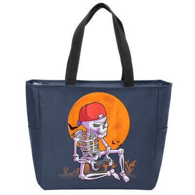 Halloween Shirt Men Boys Gamer Gaming Skeleton Zip Tote Bag