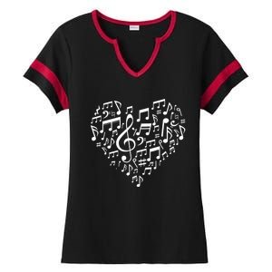 Heart Shape Musical Notes Music Lovers Gifts Valentines Day Ladies Halftime Notch Neck Tee