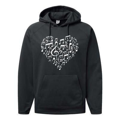 Heart Shape Musical Notes Music Lovers Gifts Valentines Day Performance Fleece Hoodie