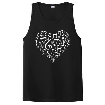 Heart Shape Musical Notes Music Lovers Gifts Valentines Day PosiCharge Competitor Tank