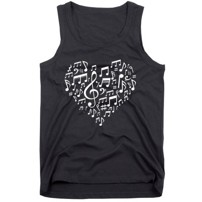 Heart Shape Musical Notes Music Lovers Gifts Valentines Day Tank Top