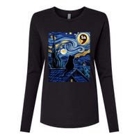 Halloween Starry Night Black Cat Comma La Kamala Harris Womens Cotton Relaxed Long Sleeve T-Shirt