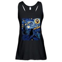 Halloween Starry Night Black Cat Comma La Kamala Harris Ladies Essential Flowy Tank