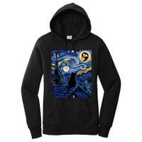 Halloween Starry Night Black Cat Comma La Kamala Harris Women's Pullover Hoodie