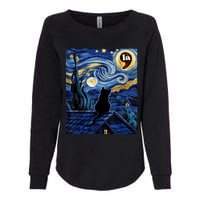 Halloween Starry Night Black Cat Comma La Kamala Harris Womens California Wash Sweatshirt