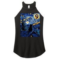 Halloween Starry Night Black Cat Comma La Kamala Harris Women's Perfect Tri Rocker Tank