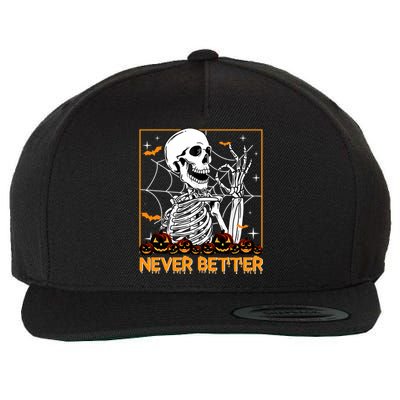 Halloween Shirts Never Better Skeleton Funny Skull Wool Snapback Cap