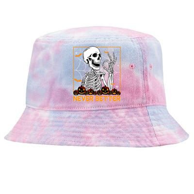 Halloween Shirts Never Better Skeleton Funny Skull Tie-Dyed Bucket Hat