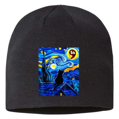 Halloween Starry Night Black Cat Comma La Kamala Harris Sustainable Beanie