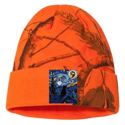 Halloween Starry Night Black Cat Comma La Kamala Harris Gift Kati Licensed 12" Camo Beanie