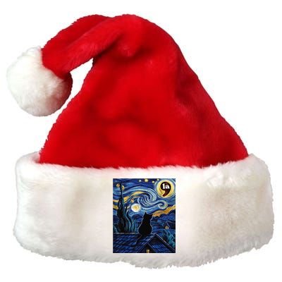 Halloween Starry Night Black Cat Comma La Kamala Harris Gift Premium Christmas Santa Hat