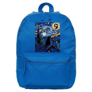 Halloween Starry Night Black Cat Comma La Kamala Harris 16 in Basic Backpack