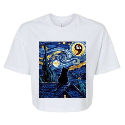 Halloween Starry Night Black Cat Comma La Kamala Harris Bella+Canvas Jersey Crop Tee