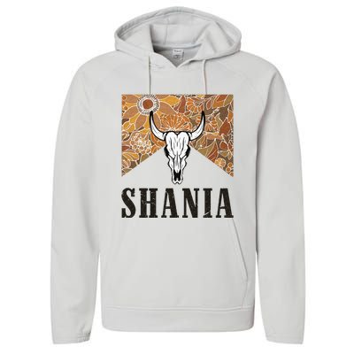 Howdy Shania Name Bull Skull Punchy Western Cowgirl Style Performance Fleece Hoodie