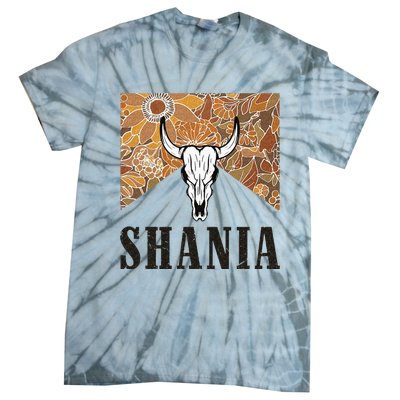 Howdy Shania Name Bull Skull Punchy Western Cowgirl Style Tie-Dye T-Shirt