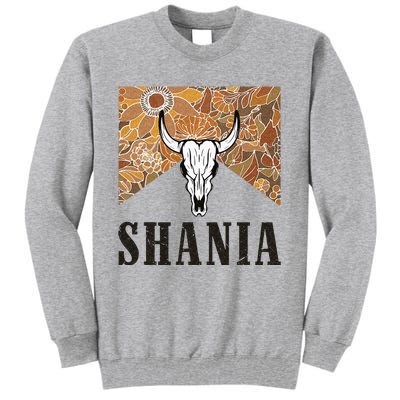 Howdy Shania Name Bull Skull Punchy Western Cowgirl Style Tall Sweatshirt