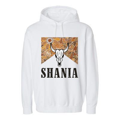 Howdy Shania Name Bull Skull Punchy Western Cowgirl Style Garment-Dyed Fleece Hoodie