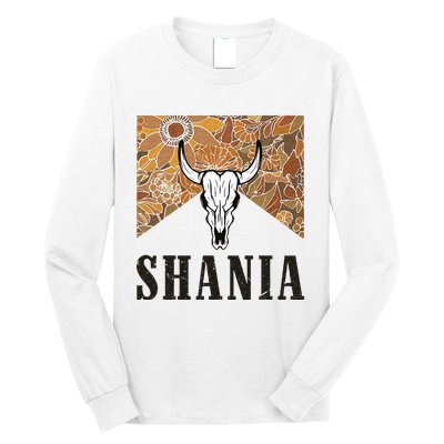 Howdy Shania Name Bull Skull Punchy Western Cowgirl Style Long Sleeve Shirt