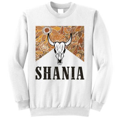 Howdy Shania Name Bull Skull Punchy Western Cowgirl Style Sweatshirt