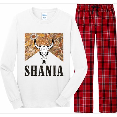 Howdy Shania Name Bull Skull Punchy Western Cowgirl Style Long Sleeve Pajama Set