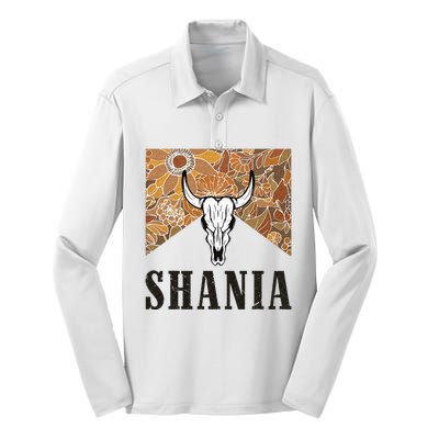 Howdy Shania Name Bull Skull Punchy Western Cowgirl Style Silk Touch Performance Long Sleeve Polo