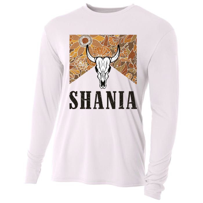 Howdy Shania Name Bull Skull Punchy Western Cowgirl Style Cooling Performance Long Sleeve Crew